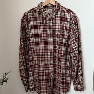 L.L. Bean Men's Burgundy Plaid Button Down Shirt
